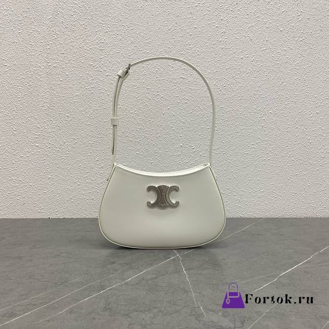 Fortok Celine Tilly Bag In Shiny Calfskin White 115703 23x13.5x4cm - 1