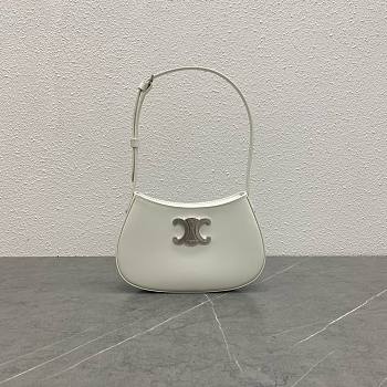 Fortok Celine Tilly Bag In Shiny Calfskin White 115703 23x13.5x4cm