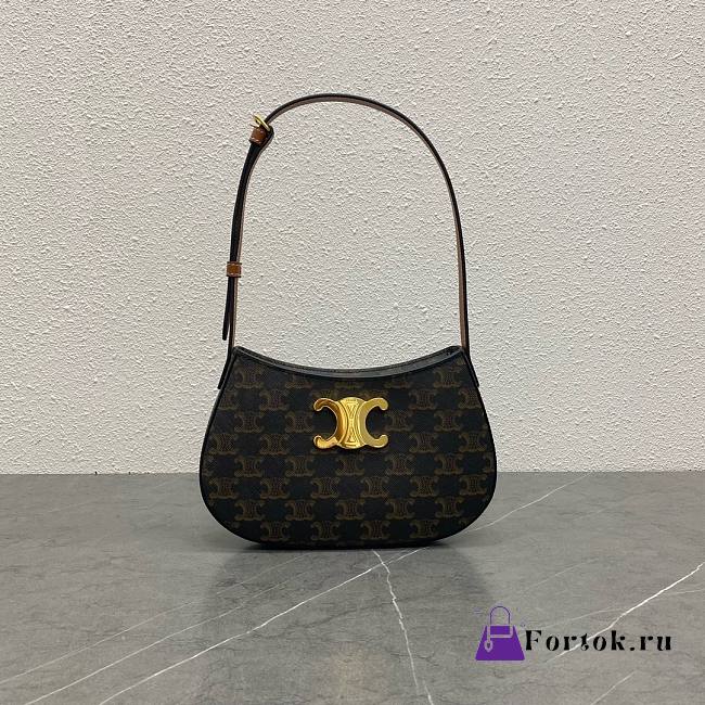 Fortok Celine Tilly Bag In Triomphe Canvas And Calfskin Tan 115703 23x13.5x4cm - 1