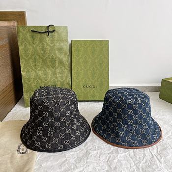 Fortok Gucci GG Bucket Hat Black/Blue Denim