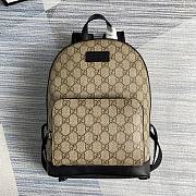 Fortok Gucci GG Supreme Backpack Beige Leather Black 429020 22x11cm - 1