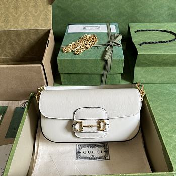 Fortok Gucci Horsebit 1955 Small Shoulder Bag White 24x13x5cm