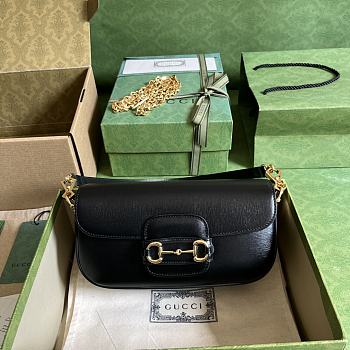 Fortok Gucci Horsebit 1955 Small Shoulder Bag Black 24x13x5cm