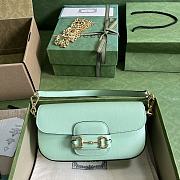 Fortok Gucci Horsebit 1955 Small Shoulder Bag Light Green 24x13x5cm - 1