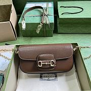 Fortok Gucci Horsebit 1955 Small Shoulder Bag Brown 24x13x5cm - 1