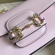 Fortok Gucci Horsebit 1955 Small Shoulder Bag Pink Gold-toned Crystal Hardware 24x13x5.5cm - 5
