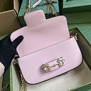 Fortok Gucci Horsebit 1955 Small Shoulder Bag Pink Gold-toned Crystal Hardware 24x13x5.5cm - 3