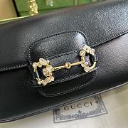 Fortok Gucci Horsebit 1955 Small Shoulder Bag Black Gold-toned Crystal Hardware 24x13x5.5cm - 6