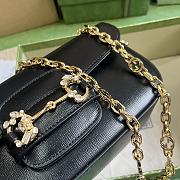 Fortok Gucci Horsebit 1955 Small Shoulder Bag Black Gold-toned Crystal Hardware 24x13x5.5cm - 3
