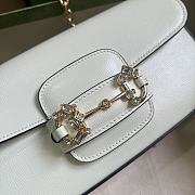 Fortok Gucci Horsebit 1955 Small Shoulder Bag White Gold-toned Crystal Hardware 24x13x5.5cm - 5