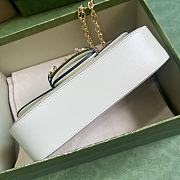 Fortok Gucci Horsebit 1955 Small Shoulder Bag White Gold-toned Crystal Hardware 24x13x5.5cm - 4