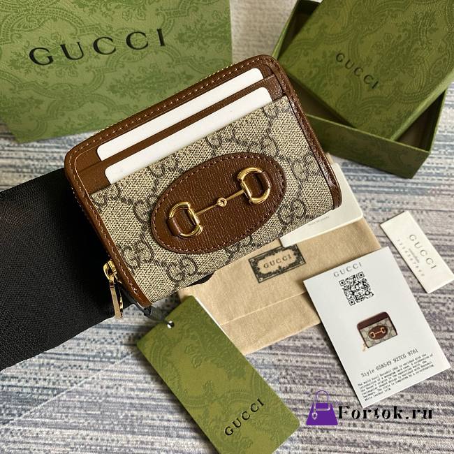 Fortok Gucci Horsebit Card Holder Wallet Beige/Brown 658549 11.5x8.5x3cm - 1