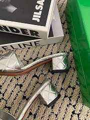 Fortok Bottega Veneta Amy Padded Mules in Intreccio Leather Silver - 5