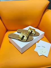 Fortok Celine Triomphe Calfskin Mules Gold - 6