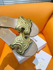 Fortok Celine Triomphe Calfskin Mules Gold - 3