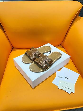 Fortok Celine Triomphe Calfskin Mules Brown