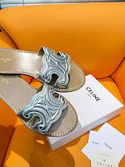 Fortok Celine Triomphe Calfskin Mules Silver - 4