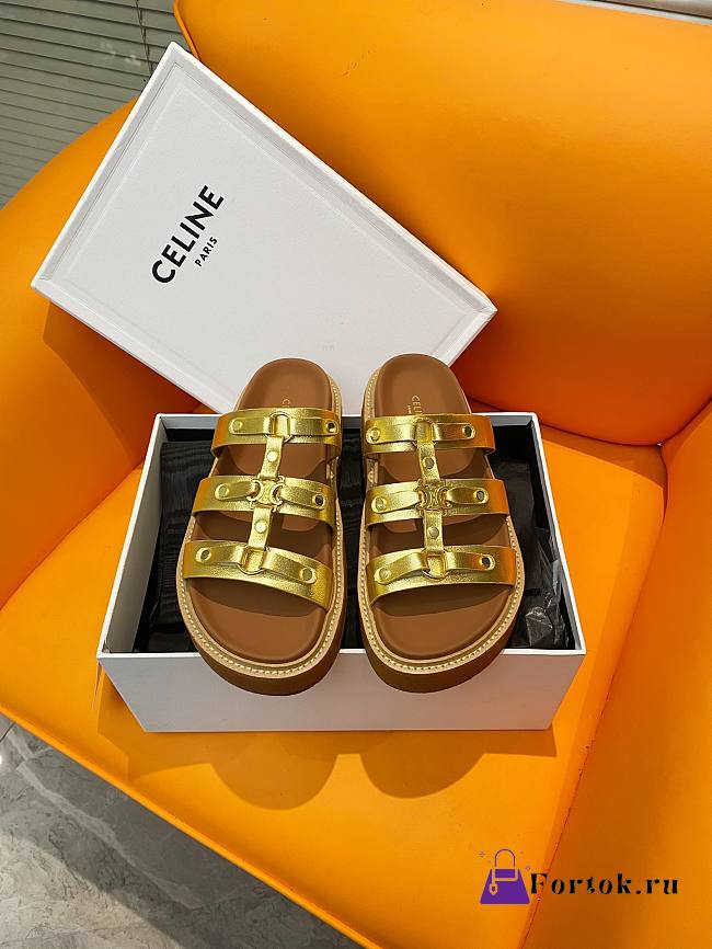 Fortok Celine Arc de Triomphe Sandals Gold - 1
