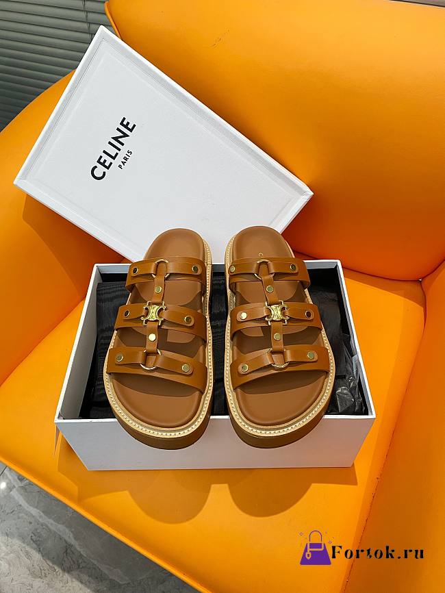 Fortok Celine Arc de Triomphe Sandals Brown - 1