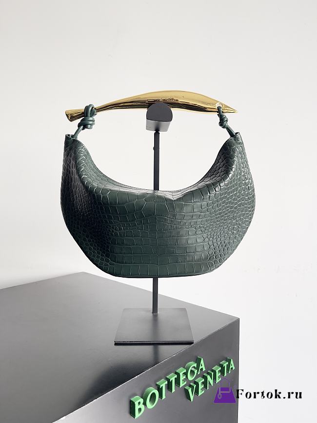 Fortok Bottega Veneta Sardine Alligator Leather Bag Green 754657 36x24x3cm - 1