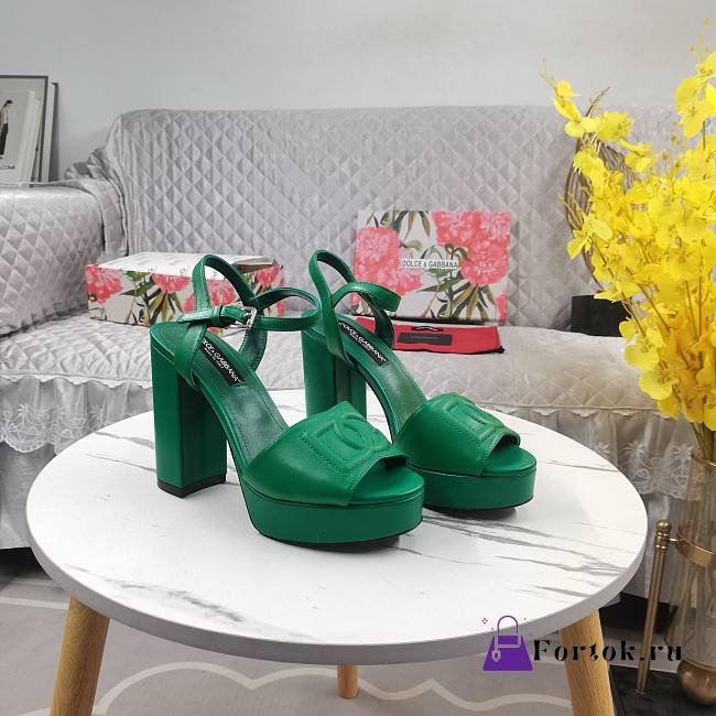 Fortok Dolce&Gabbana Calfskin Platform Sandals Green - 1