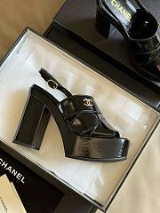 Fortok Chanel Patent Lambskin Platform Sandals Black - 4