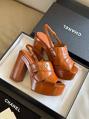 Fortok Chanel Patent Lambskin Platform Sandals Brown - 1