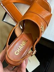 Fortok Chanel Patent Lambskin Platform Sandals Brown - 6