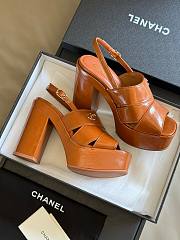 Fortok Chanel Patent Lambskin Platform Sandals Brown - 5