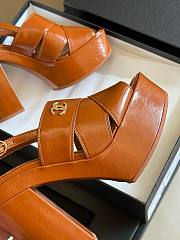 Fortok Chanel Patent Lambskin Platform Sandals Brown - 4