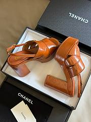 Fortok Chanel Patent Lambskin Platform Sandals Brown - 2