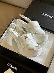 Fortok Chanel Patent Lambskin Platform Sandals White - 1