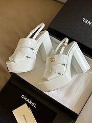 Fortok Chanel Patent Lambskin Platform Sandals White - 5