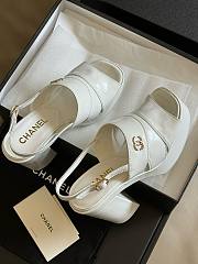 Fortok Chanel Patent Lambskin Platform Sandals White - 4