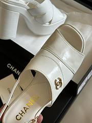 Fortok Chanel Patent Lambskin Platform Sandals White - 3