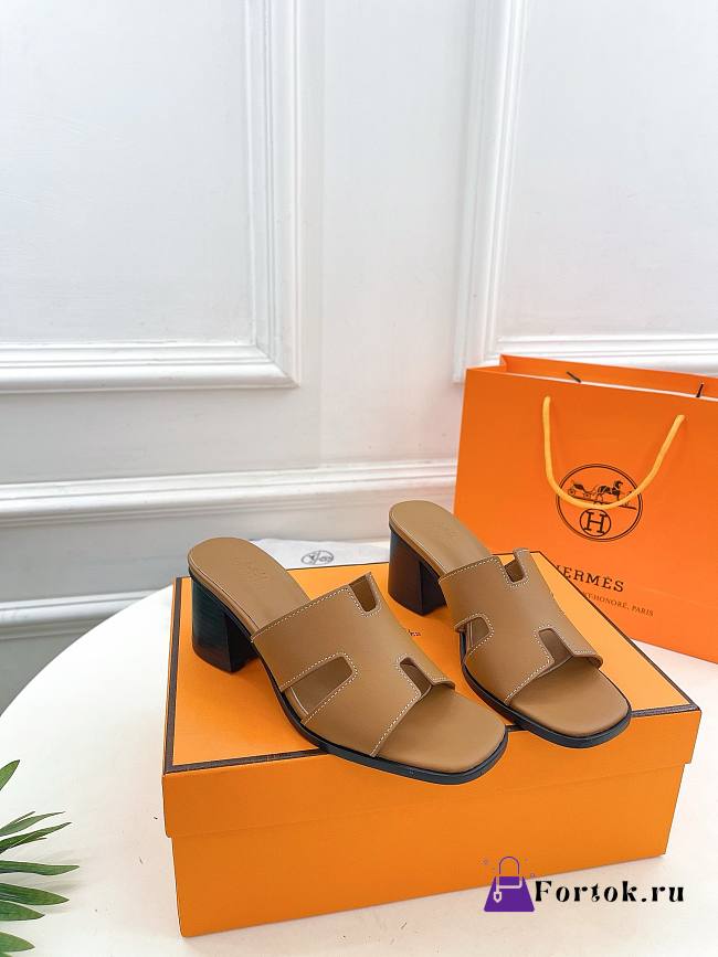 Fortok Hermes Heel Slippes Brown - 1