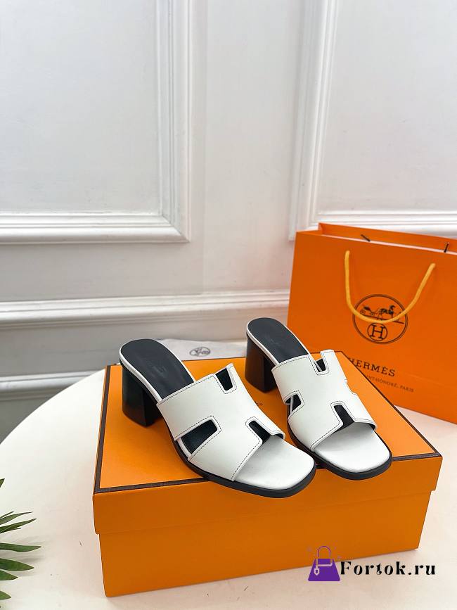 Fortok Hermes Heel Slippes White - 1