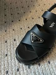 Fortok Prada Triangle-logo Platform Sandals Black  - 6