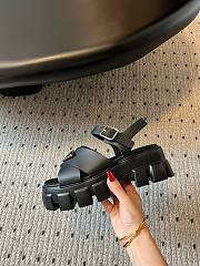 Fortok Prada Triangle-logo Platform Sandals Black  - 4