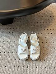 Fortok Prada Triangle-logo Platform Sandals White - 1