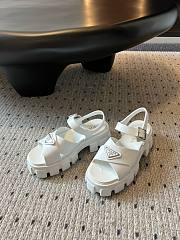 Fortok Prada Triangle-logo Platform Sandals White - 6