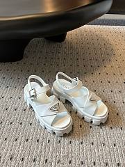 Fortok Prada Triangle-logo Platform Sandals White - 3