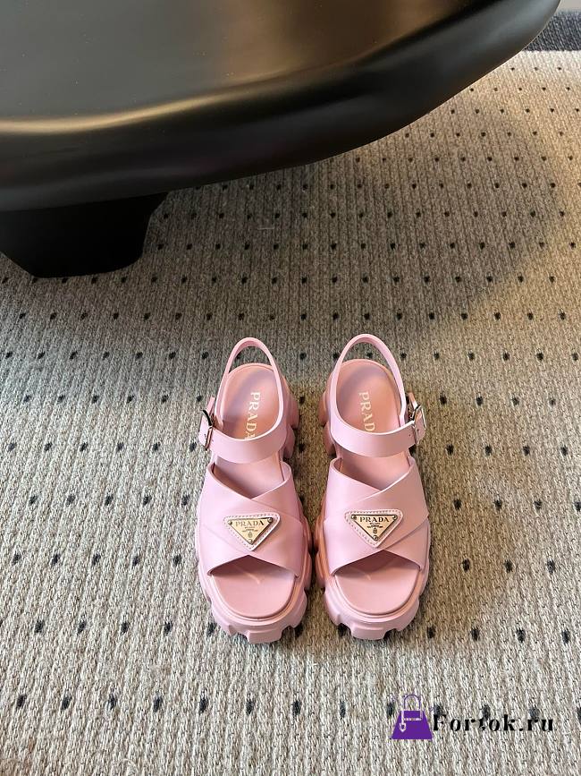 Fortok Prada Triangle-logo Platform Sandals Pink - 1