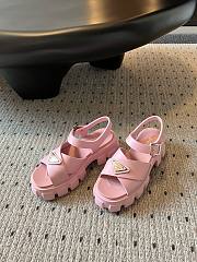 Fortok Prada Triangle-logo Platform Sandals Pink - 4