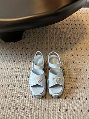 Fortok Prada Triangle-logo Platform Sandals Blue - 1