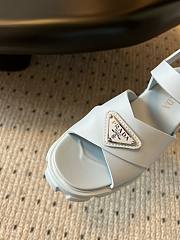 Fortok Prada Triangle-logo Platform Sandals Blue - 6