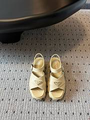 Fortok Prada Triangle-logo Platform Sandals Beige - 1