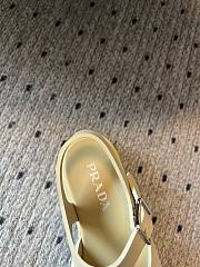 Fortok Prada Triangle-logo Platform Sandals Beige - 5