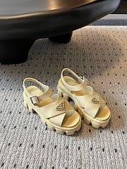 Fortok Prada Triangle-logo Platform Sandals Beige - 4