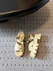 Fortok Prada Triangle-logo Platform Sandals Beige - 3